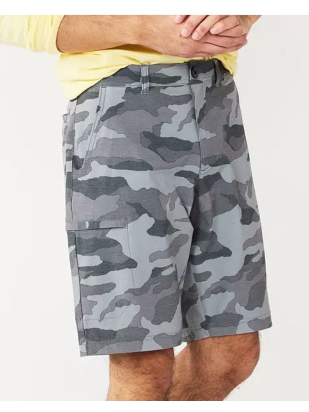 Sonoma 32 mens 10" Inseam Tech Cargo Shorts Gray Camo flexwear comfort